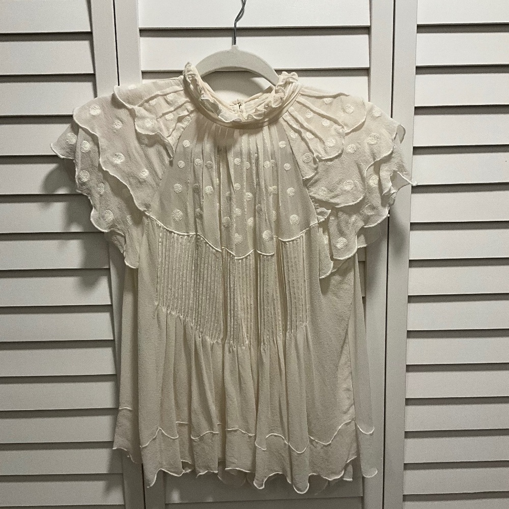 ULLA JOHNSON Cream Size 10 sleeveless blouse